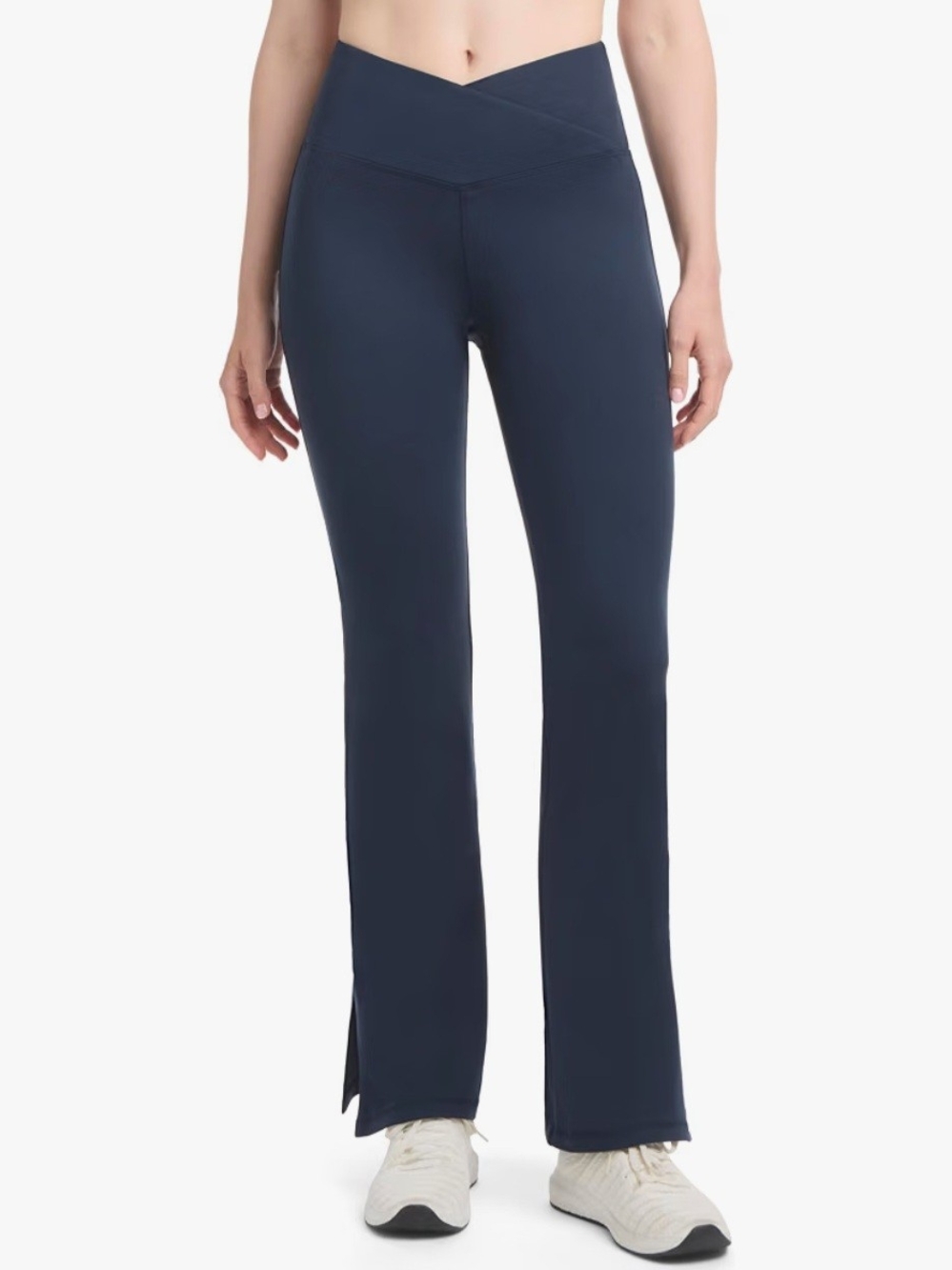 Danskin Navy V-Waist Flare Pants with Side Slit